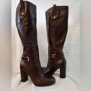 Audrey Brooks, size 6-1/2, brown leather knee high boots.